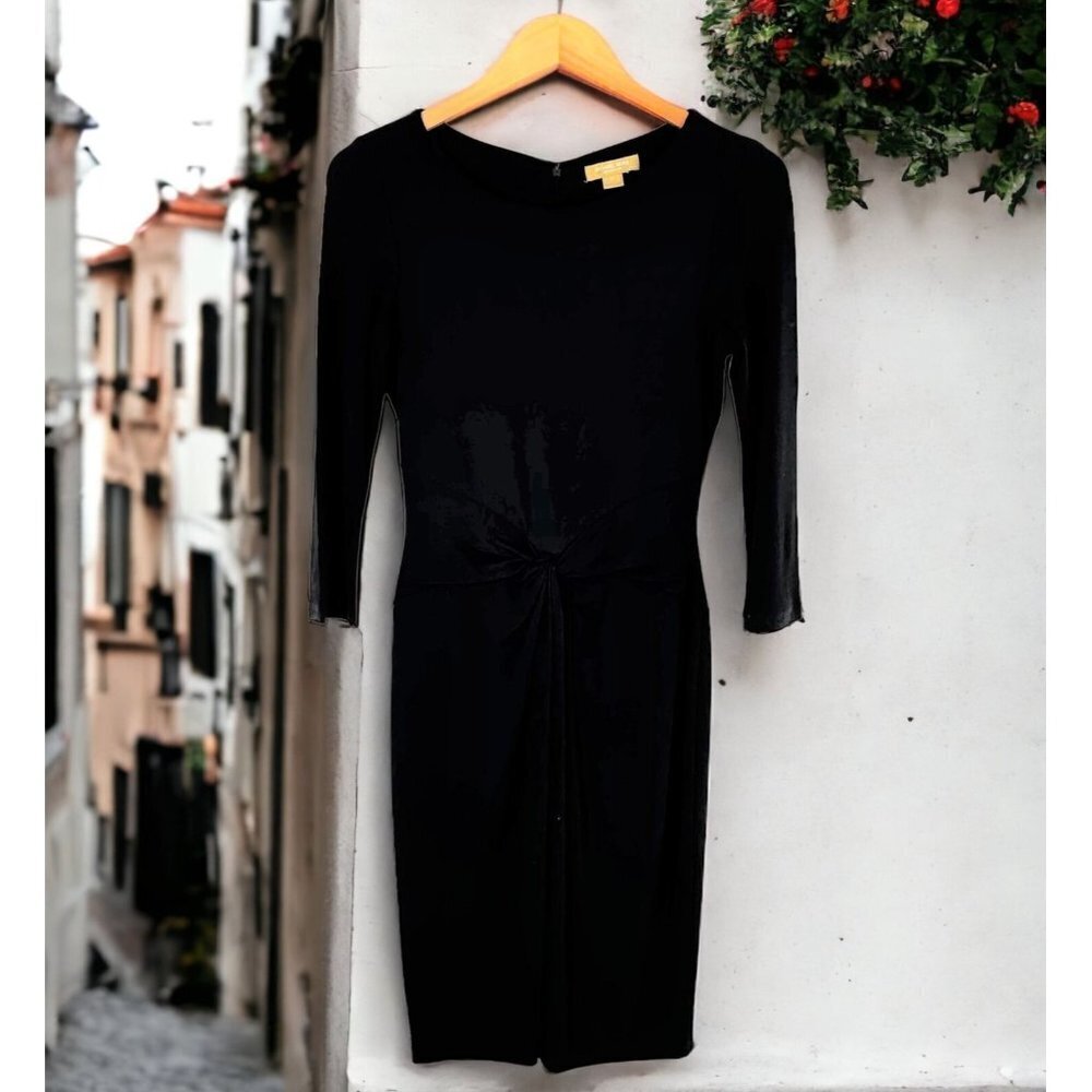 MICHAEL KORS COLLECTION Navy Blue Viscose Jersey Gathered Dress Size 4